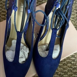 Royal blue ultra suede heels